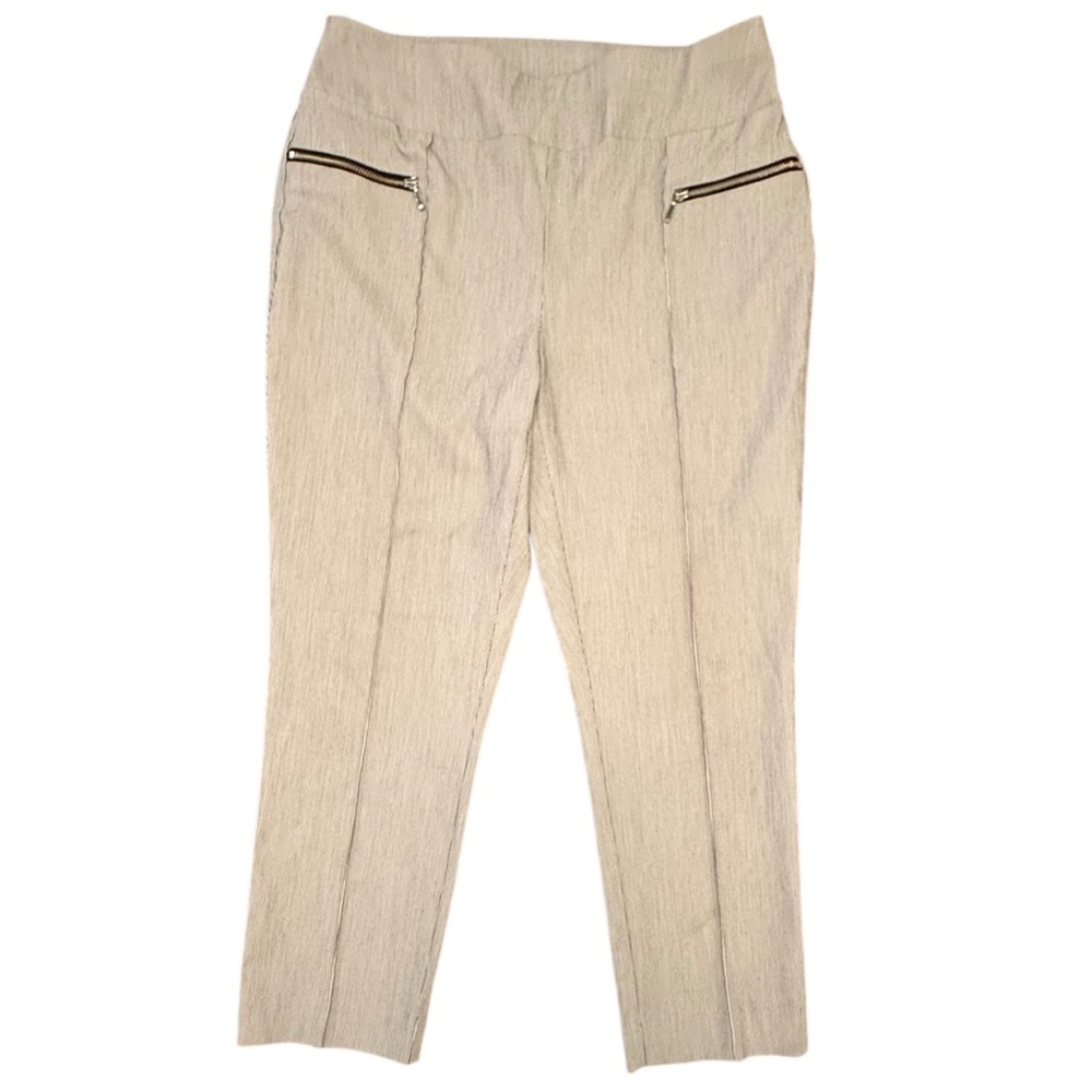 Perfect Stretch by Chico's Cream Stripe Crop Capri Pants Size 0.5/Small